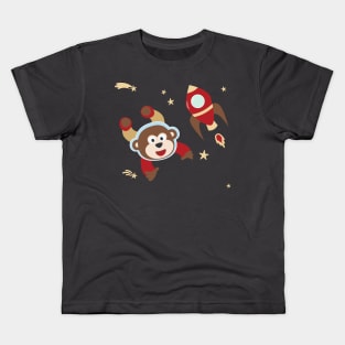 Space monkey or astronaut in a space suit with cartoon style Kids T-Shirt